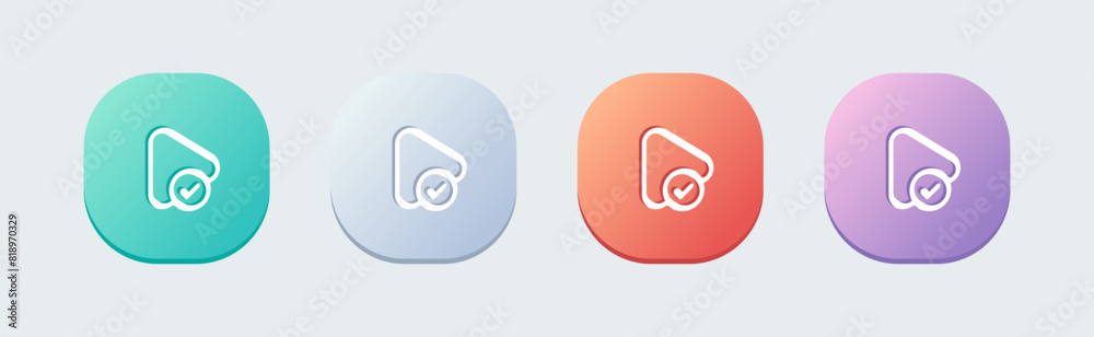 Play button line icon in flat design style. Media player signs vector illustration. Play button line icon in flat design style. Media player signs vector illustration.
