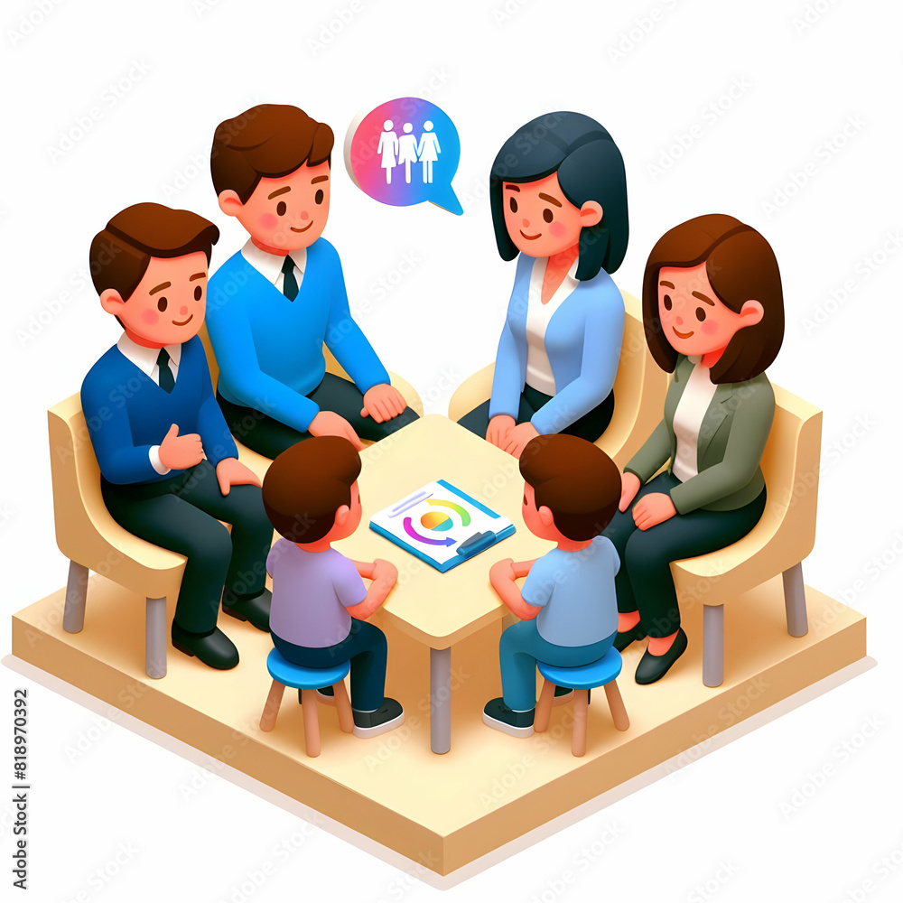 Same Sex Parents Leading Gender and Family Discussion in Diverse Family Configurations Isometric Flat Icon Illustration Same Sex Parents Leading Gender and Family Discussion in Diverse Family Configurations Isometric Flat Icon Illustration