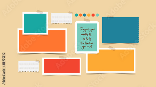 Vector photo collage template moodboard pictures grids vector illustration, vision board	