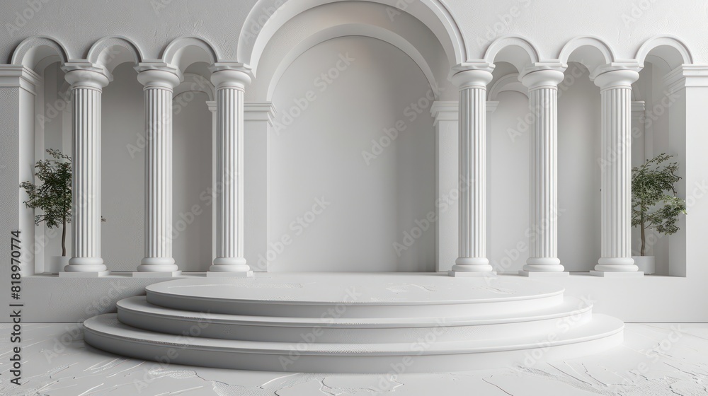 A white building with columns and a large archway A white building with columns and a large archway