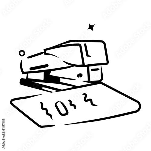 A customizable doodle icon of paper stapler 