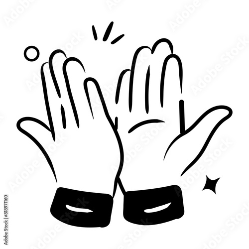 A hand drawn icon of high five 