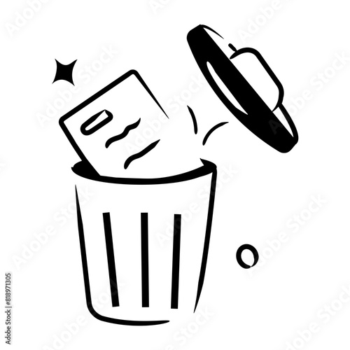 A hand drawn icon of delete file 