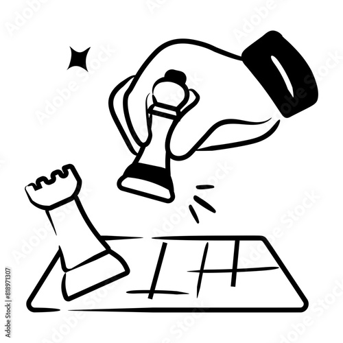 Download hand drawn icon of strategic move 