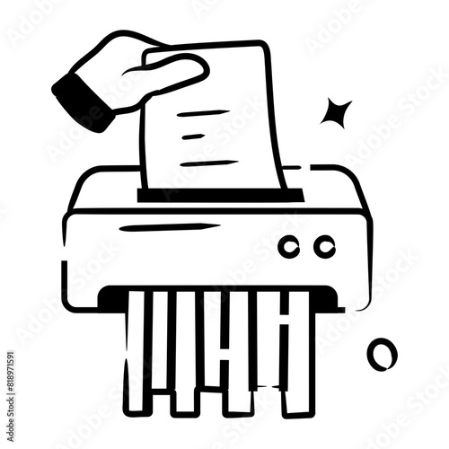 Check out doodle icon of paper shredder 