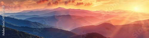 Bold Summer Sunset Over The Mountains. With Copy Space  Abstract Background