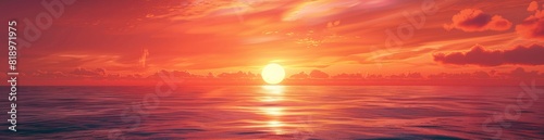 Bold Summer Sunset Over The Ocean. With Copy Space  Abstract Background