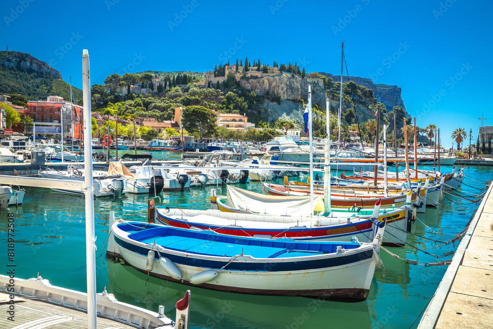 Idyllic coastal town of Cassis on French riviera waterfront view Idyllic coastal town of Cassis on French riviera waterfront view