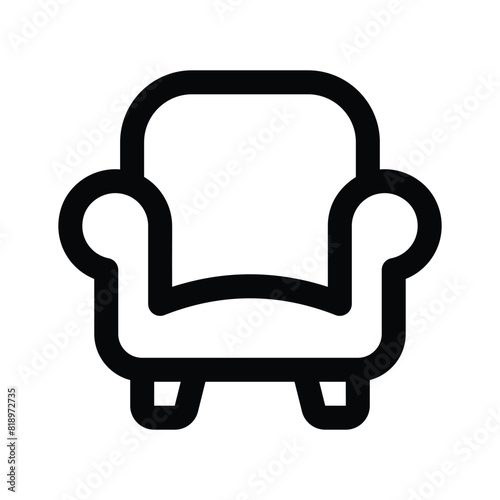 Armchair, sofa, couch icon, isolated on white background. Furniture symbol