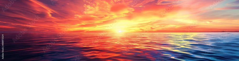Fototapeta premium Colorful Abstract Summer Sunset Over The Ocean. With Copy Space, Abstract Background
