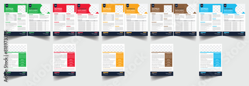 Technical Data Sheet layout template. Product Catalogue & modern a4 product catalog design template, Minimalist product brochure template design, A4 flyer, corporate flyer, business flyer, catalog