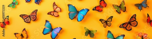 Colorful Patterns Of Summer Butterflies. With Copy Space, Abstract Background © PicTCoral