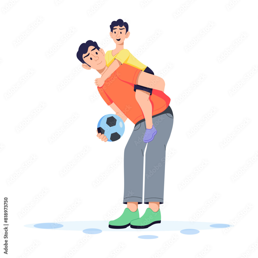 Grab this flat illustration of father playing with son Grab this flat illustration of father playing with son