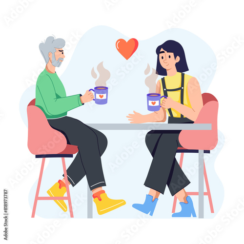 Premium flat illustration of coffee gossip  © Prosymbols