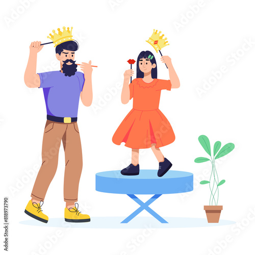 Ready to use flat illustration of father daughter 