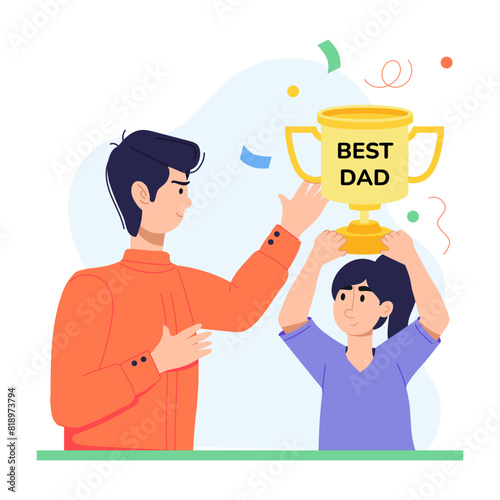 Grab this flat illustration of dad award 