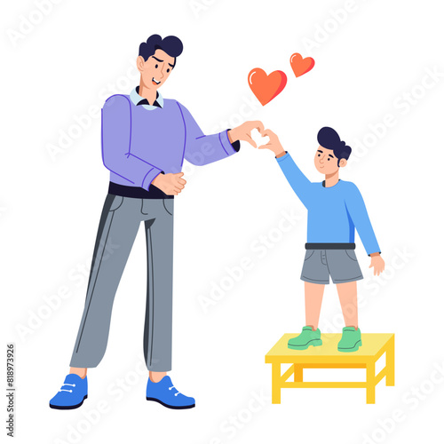 Trendy flat illustration of son and father love 