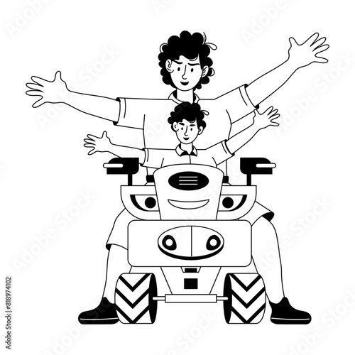 A glyph illustration of bike together 