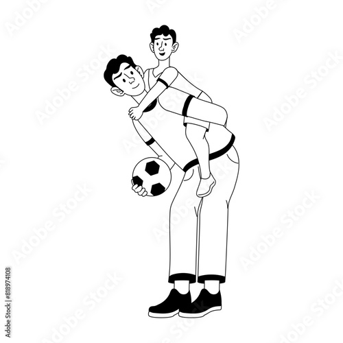 Grab this glyph illustration of father playing with son 