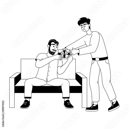 Visually appealing glyph illustration of grandpa gift 