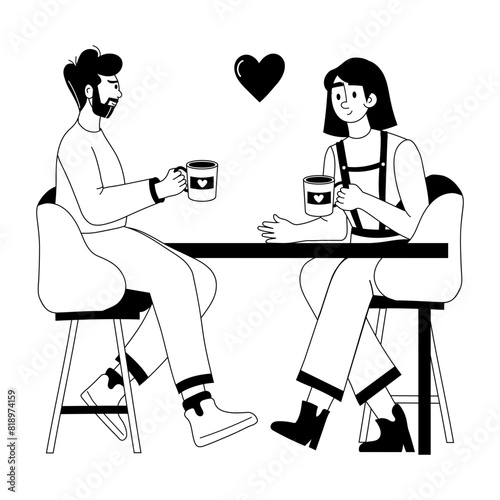 Premium glyph illustration of coffee gossip 