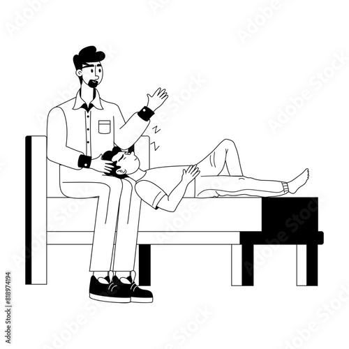 Modern glyph illustration of father telling story 