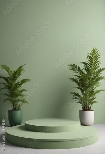 Green Color Product Podium Mockup Background Image