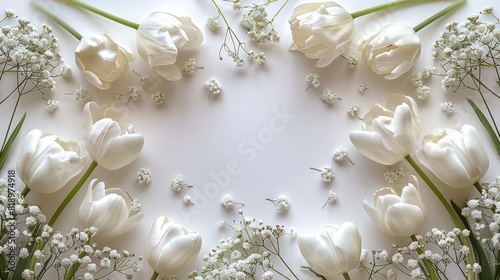A white flower arrangement with white flowers and white baby s breath