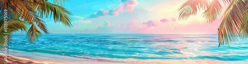 Abstract Tropical Beach Background With Vibrant Hues. With Copy Space  Abstract Background