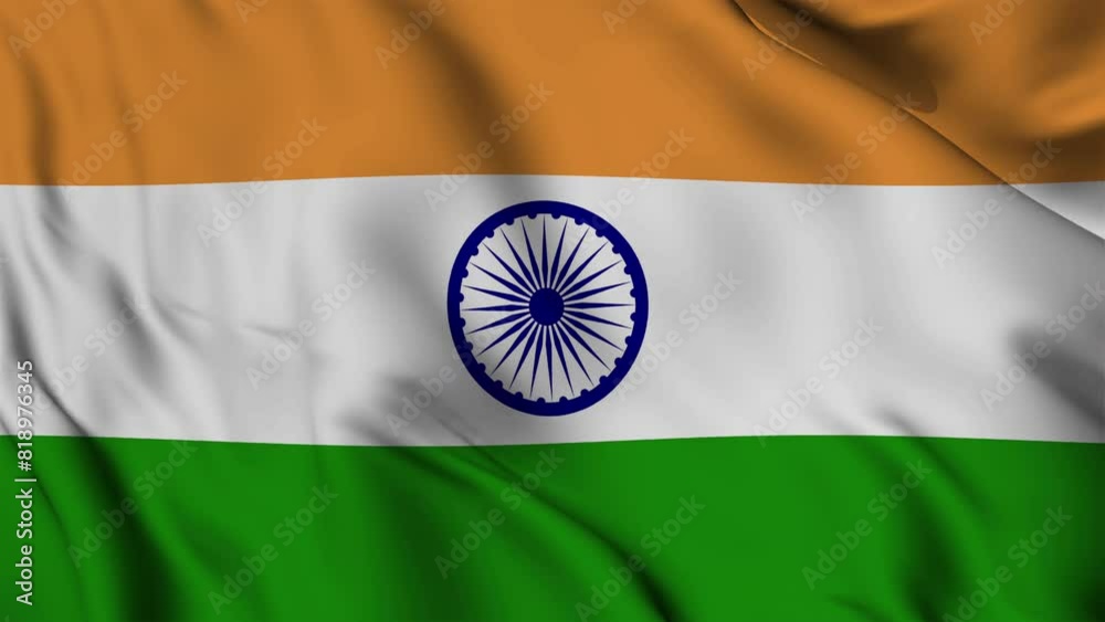 India flag waving seamless loop animation. 4k