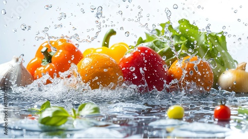 Amazing fresh vegetables with water droplets isolated on white