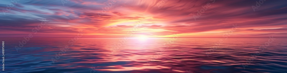 Abstract Tropical Sunset Over Ocean Pattern Background. With Copy Space, Abstract Background Abstract Tropical Sunset Over Ocean Pattern Background. With Copy Space, Abstract Background