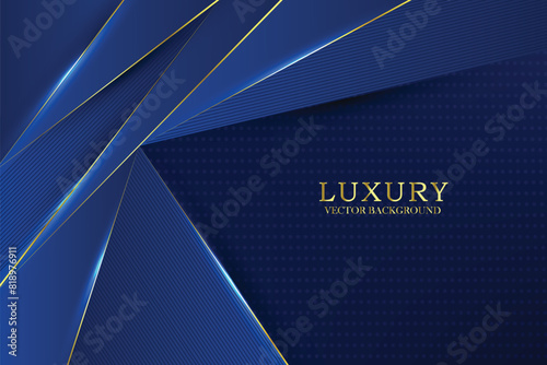 Abstract triangle overlapping on navy blue background. Luxury and elegant design