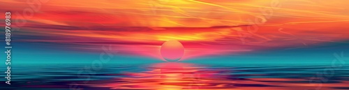 Abstract Tropical Sunset Over Ocean Pattern Background. With Copy Space  Abstract Background