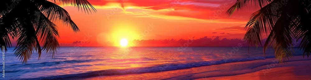 Abstract Tropical Sunset Patterns. With Copy Space, Abstract Background