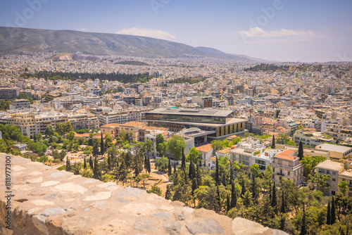 Athens, Greece, May 3rd 2024: The Mighty UNESCO Acropolis of Athens, in the center of Athens, Greece photo