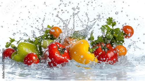 Exclusive fresh vegetables with water droplets isolated on white