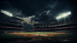 Stormy Skies Over an Empty Baseball Field
