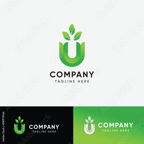 Organic logo design with abstract u letter