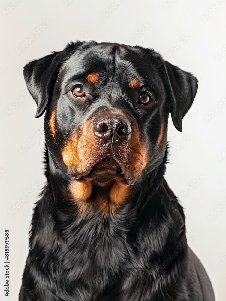 Detailed Studio Shot of a Rottweiler on Light Background Detailed Studio Shot of a Rottweiler on Light Background