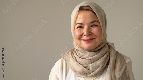 Smiling Woman in Elegant Hijab photo