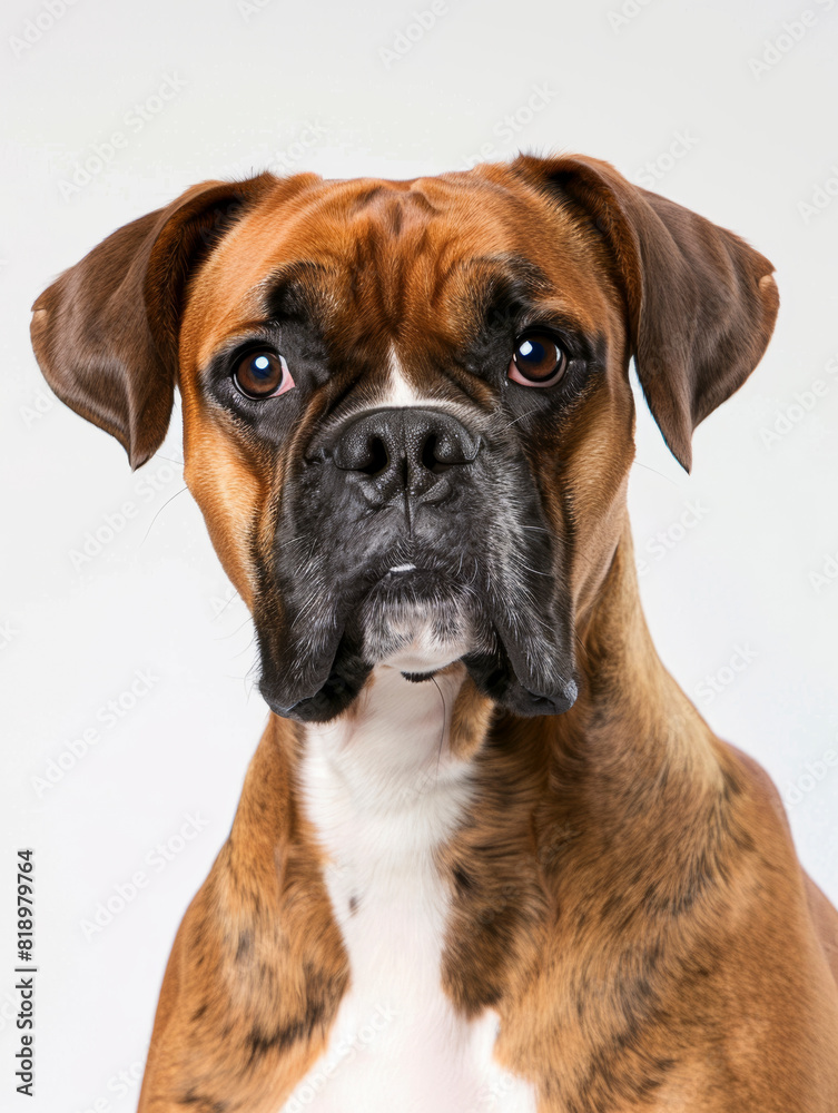 Close-Up Portrait of a Boxer Dog with Expressive Eyes Close-Up Portrait of a Boxer Dog with Expressive Eyes