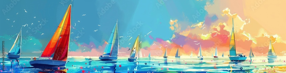 Abstract Summer Harbor Pattern Background. With Copy Space, Abstract Background