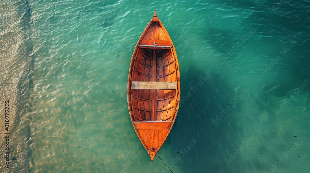 A small boat is floating in the ocean A small boat is floating in the ocean