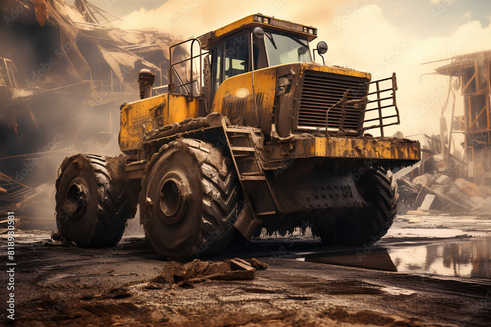 Road roller working on the construction site Road roller working on the construction site