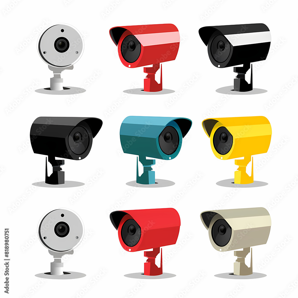 Cctv camera icons vector image Cctv camera icons vector image