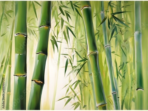 beautiful bamboo  where slender stalks sway gently in a sunlit grove  their vibrant green hues painting a serene portrait of nature s elegance and grace.