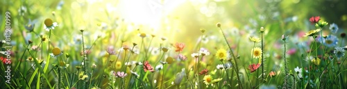 Abstract Summer Meadow Background With Wildflowers. With Copy Space, Abstract Background © PicTCoral