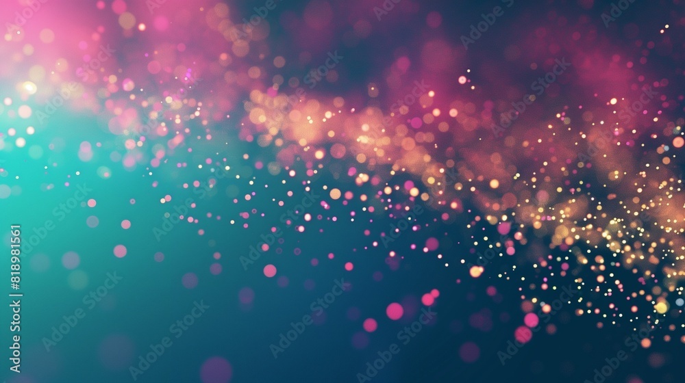 : An abstract gradient background moving from cool teal to warm magenta, with a scattering of luminous dots that create a sense of depth and motion.