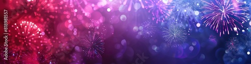 Abstract Summer Night Sky Fireworks Background. With Copy Space, Abstract Background